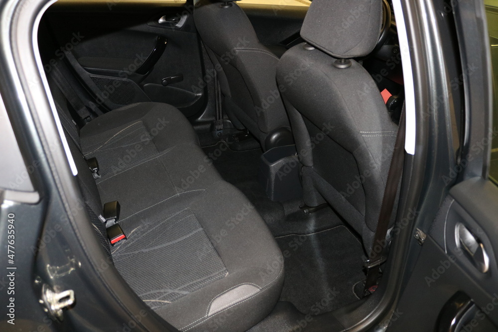 Rear seats of car interior.