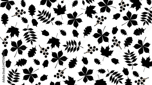 Leaves  Summer leaf pattern of black leaf silhouettes  Autumn pattern