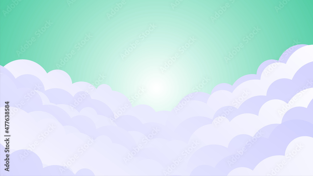 Fototapeta premium Sky and clouds background. Stylish design with flat posters, flyers, postcards, web banners. Isolated Object. Vector illustration.
