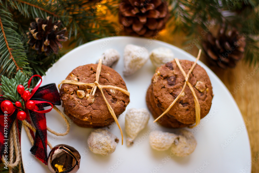 Christmas motifs. Delicious cookies for Santa. Christmas motifs. Delicious cookies for Santa.