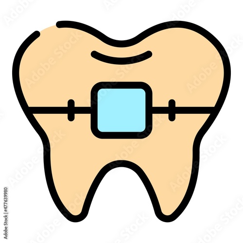 Metal braces icon. Outline metal braces vector icon color flat isolated