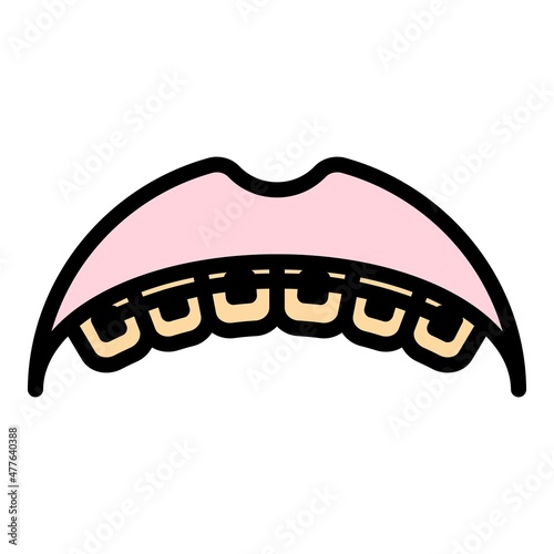 Smile braces icon. Outline smile braces vector icon color flat isolated