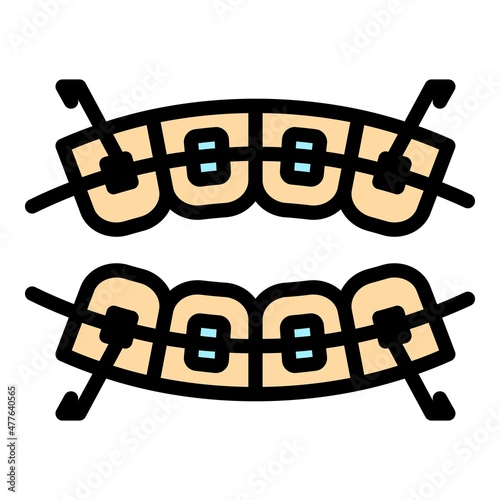 Aligner teeth icon. Outline aligner teeth vector icon color flat isolated