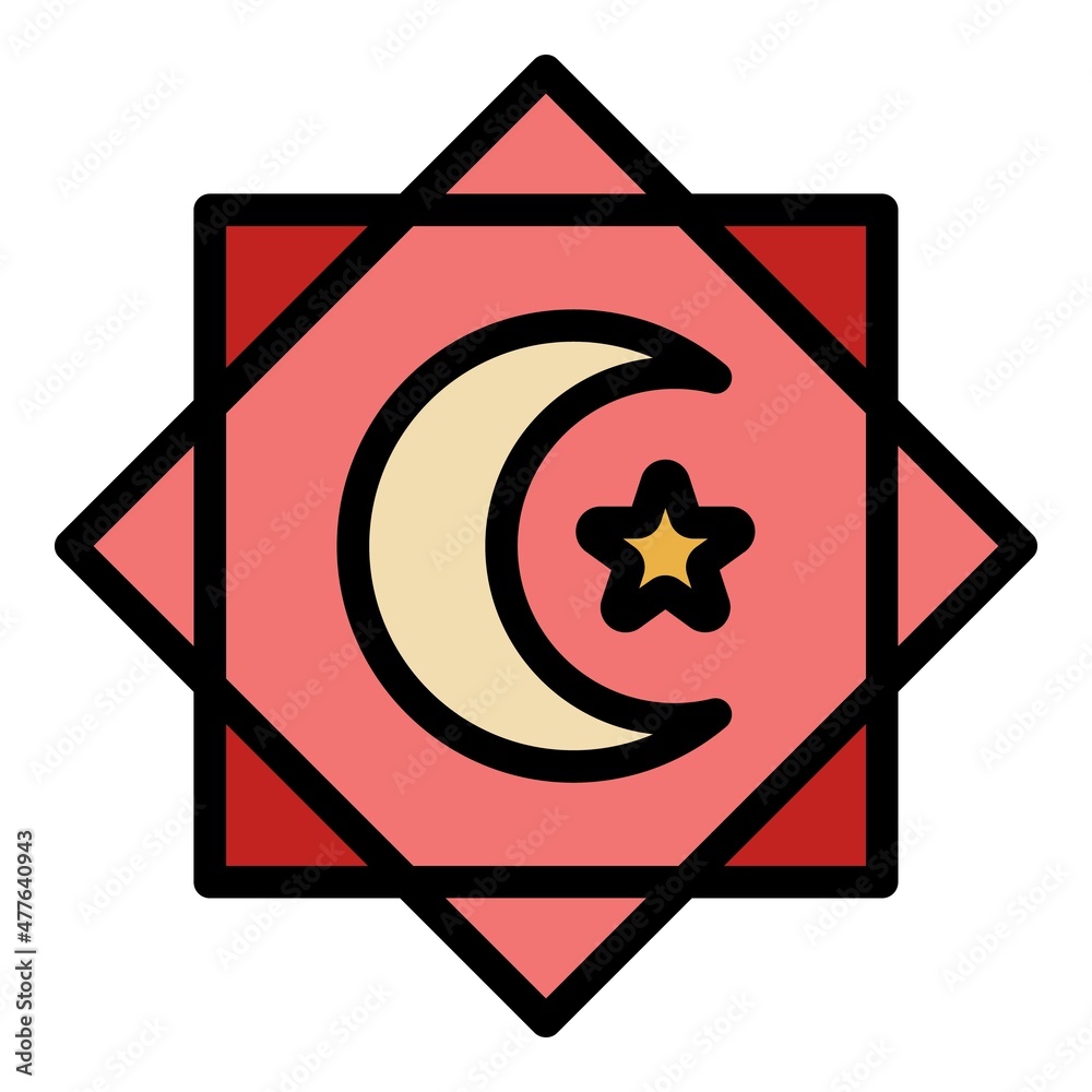 Turkish flag icon. Outline turkish flag vector icon color flat isolated Turkish flag icon. Outline turkish flag vector icon color flat isolated