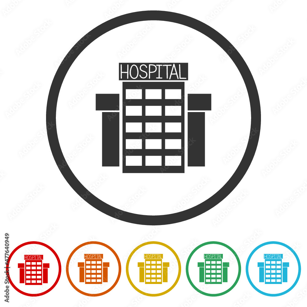 Hospital building icon isolated on white background, color set Hospital building icon isolated on white background, color set