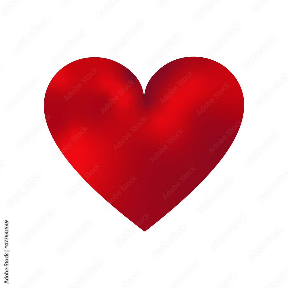 Red volumetric heart isolated on a white background. Cute print for Valentine's Day cards. Vector Red volumetric heart isolated on a white background. Cute print for Valentine's Day cards. Vector