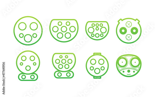 Illustration with green charge car ports. Symbol, logo illustration.