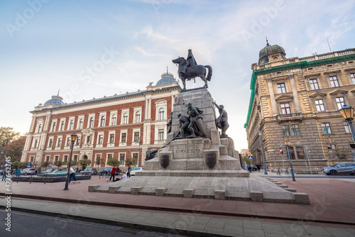 Jan Matejko Square and Grunwald Monument - Krakow, Poland