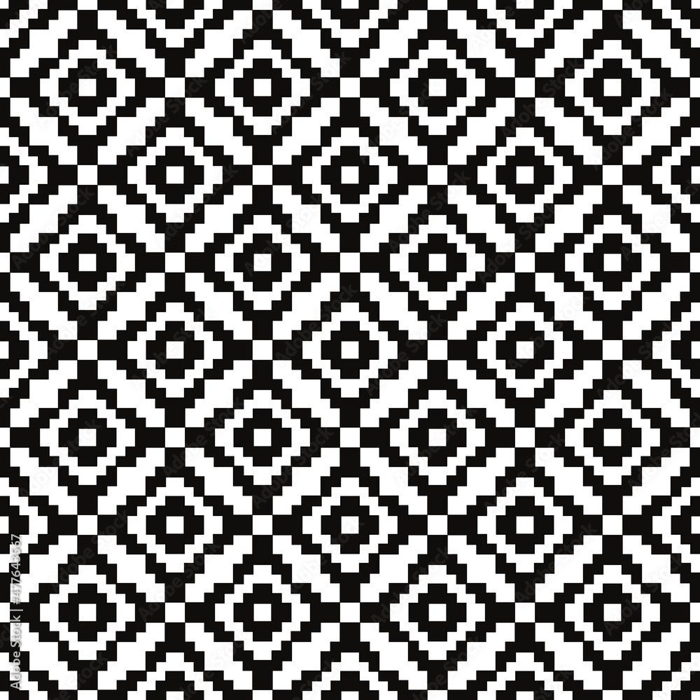 Pixelated black rhombuses. Vector primitive diamond textures. Seamless pixels squares. Pixelated black rhombuses. Vector primitive diamond textures. Seamless pixels squares.