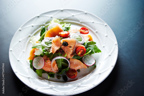 Salmon Salad with Vegetables and Sauce