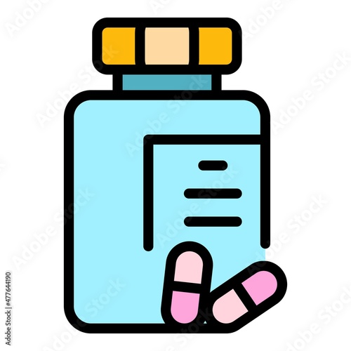Cat drugs icon. Outline cat drugs vector icon color flat isolated