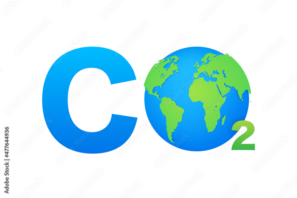 CO2 logo in flat style isolated on empty background. Flat icon on white backdrop. Vector logo illustration. CO2 logo in flat style isolated on empty background. Flat icon on white backdrop. Vector logo illustration.