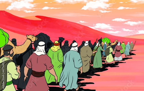 group of people in the desert