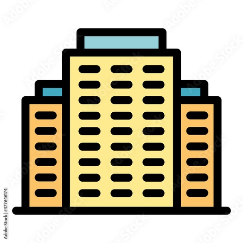 Shareholders building icon. Outline shareholders building vector icon color flat isolated