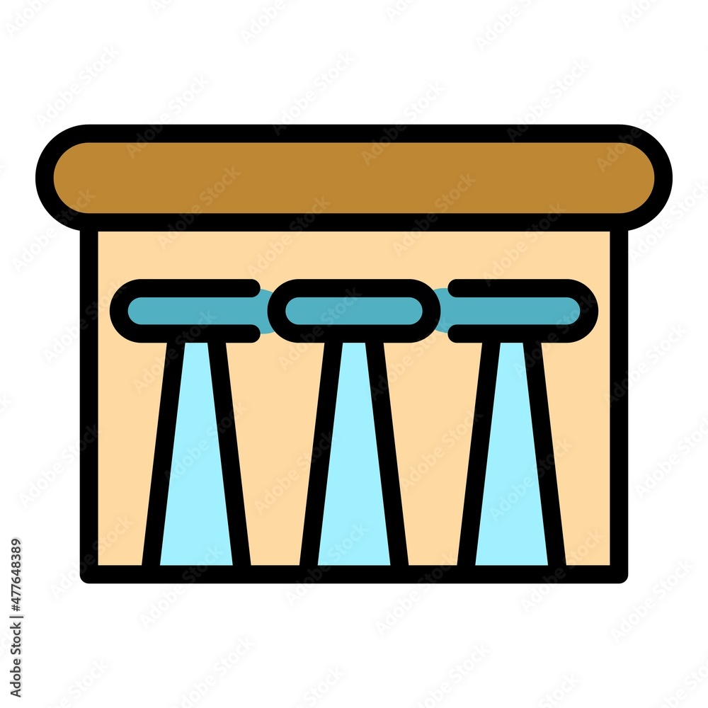 Bar table icon. Outline bar table vector icon color flat isolated Bar table icon. Outline bar table vector icon color flat isolated