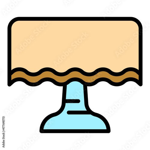 Cafe round table icon. Outline cafe round table vector icon color flat isolated