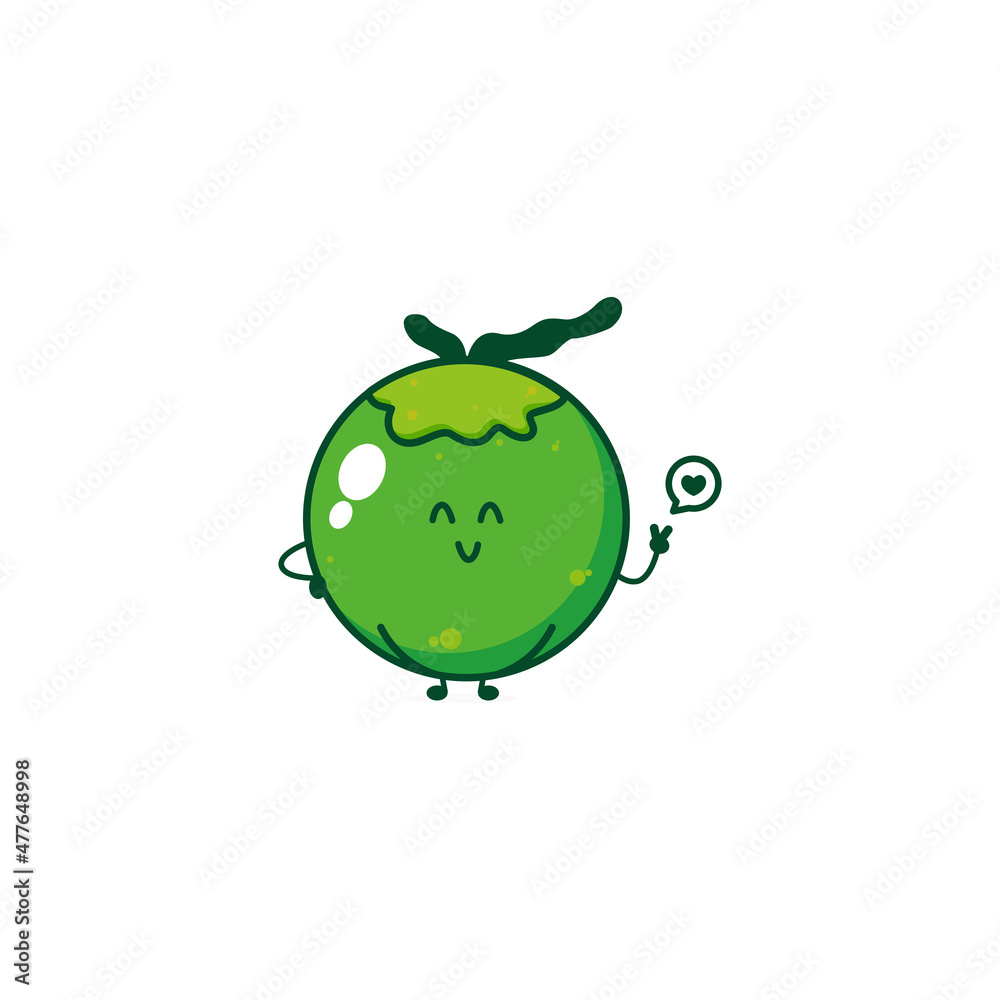 Cute funny coconut character. Vector hand drawn cartoon mascot character illustration icon. Isolated on white background Cute funny coconut character. Vector hand drawn cartoon mascot character illustration icon. Isolated on white background