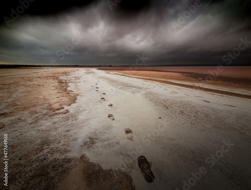 Obraz na płótnie Vega Baja del Segura - Torrevieja - Salinas de Torrevieja, un lago salado aun en verano nos muestra un gélido paisaje de hielo y nieve