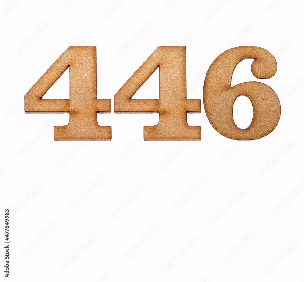 Number 446 - Piece of wood isolated on white background Number 446 - Piece of wood isolated on white background
