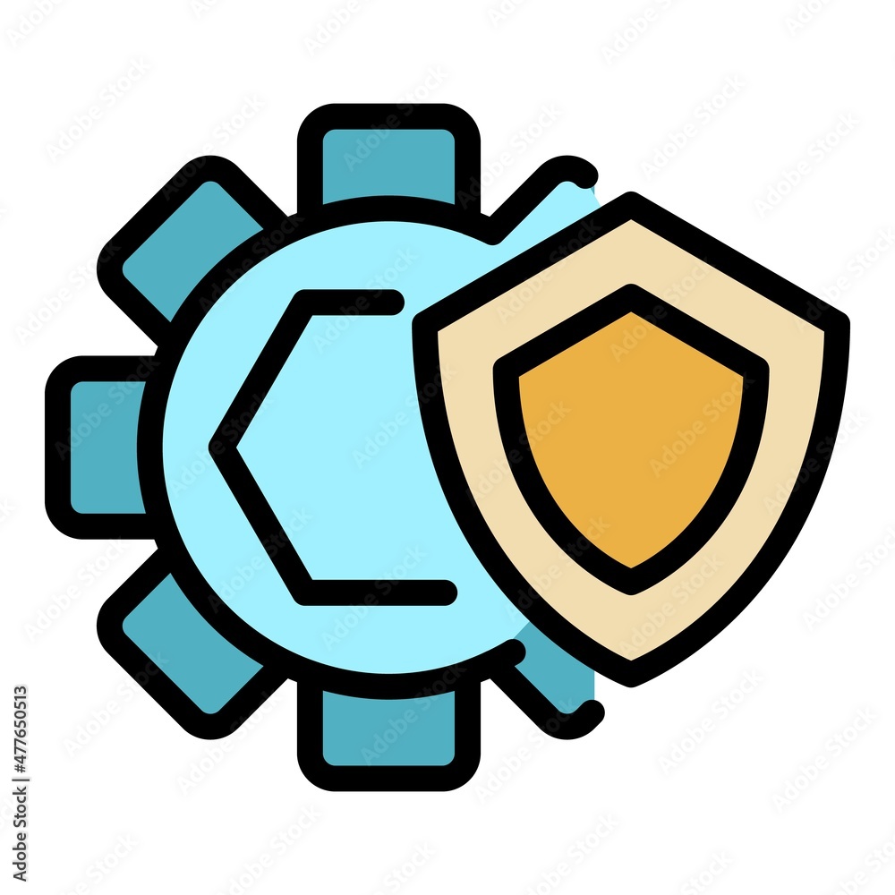 Gear wheel control icon. Outline gear wheel control vector icon color flat isolated Gear wheel control icon. Outline gear wheel control vector icon color flat isolated