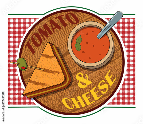 A plate of soup and a sandwich.