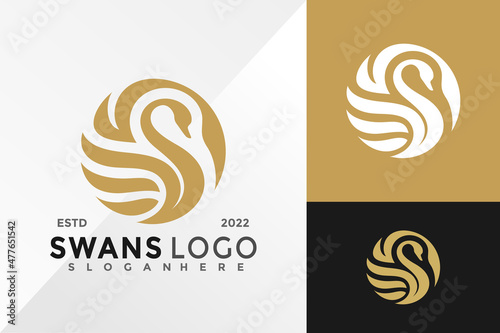 Letter S Swan Logo Design Vector illustration template