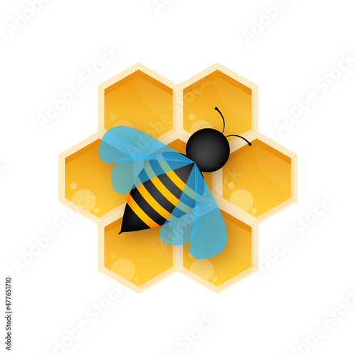 Hexagon natural honey struct. Bee honeycomb. Insects and honey. Vector illustration.