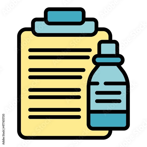 Receipt drugs icon. Outline receipt drugs vector icon color flat isolated