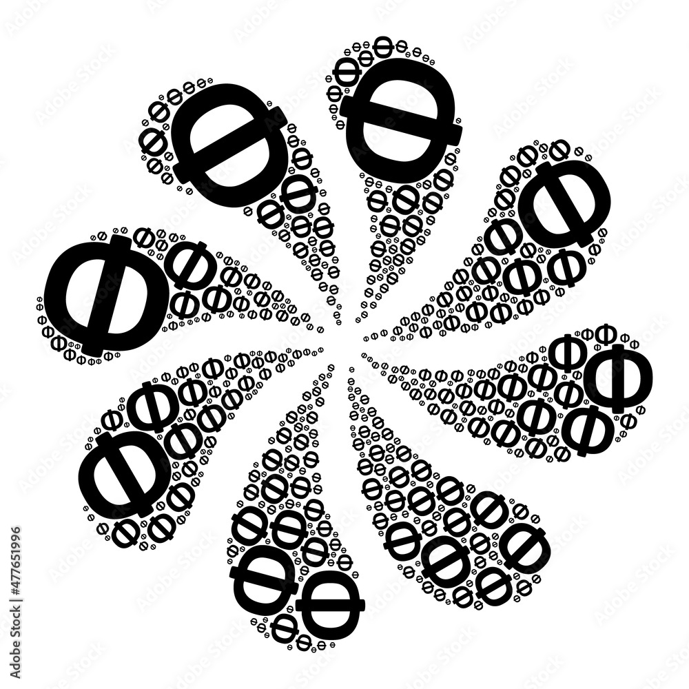 Phi Greek symbol icon twirl burst flower salute composition. Flower ...