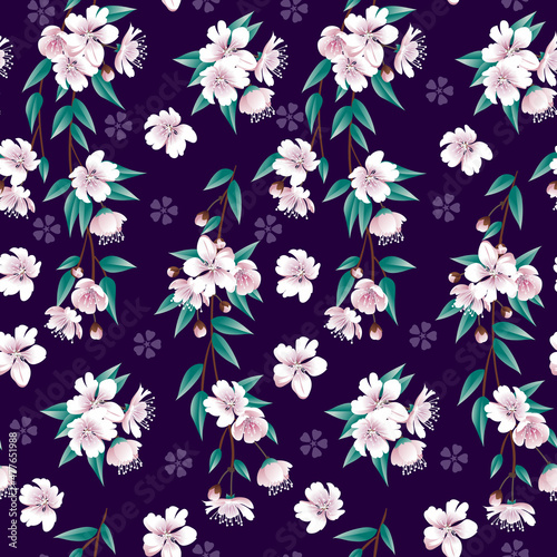 Seamless spring pattern with cherry blossom