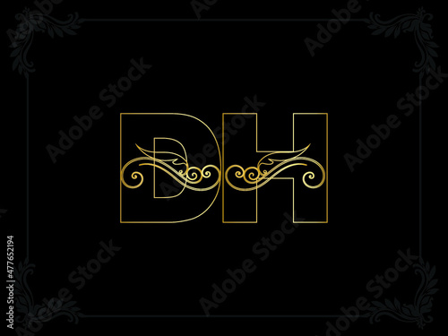 DH letter logo design, New Slime Dh Luxury Logo Design