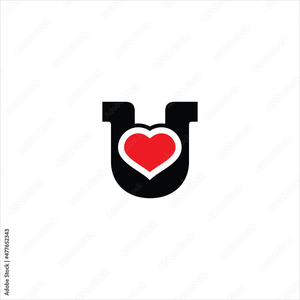 letter u logo vector heart template