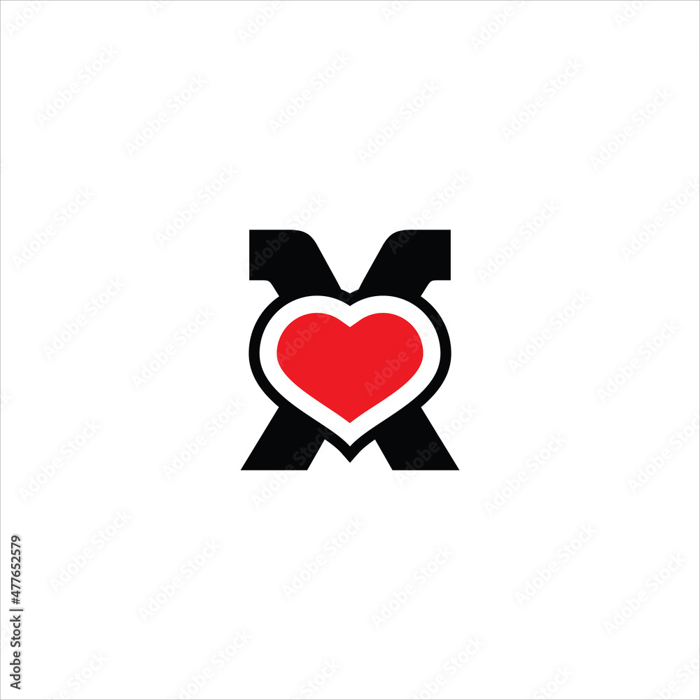 letter x logo vector heart template letter x logo vector heart template