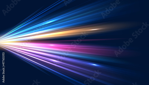 Modern abstract high-speed movement. Dynamic motion light moving on dark background. Futuristic, technology pattern for banner or poster design.
