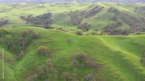 Green grass covers the rolling hills and valleys of the Tri-valley area of Northern California, just east of San Francisco Bay. This beautiful region is known for its many vineyards and open space. photo