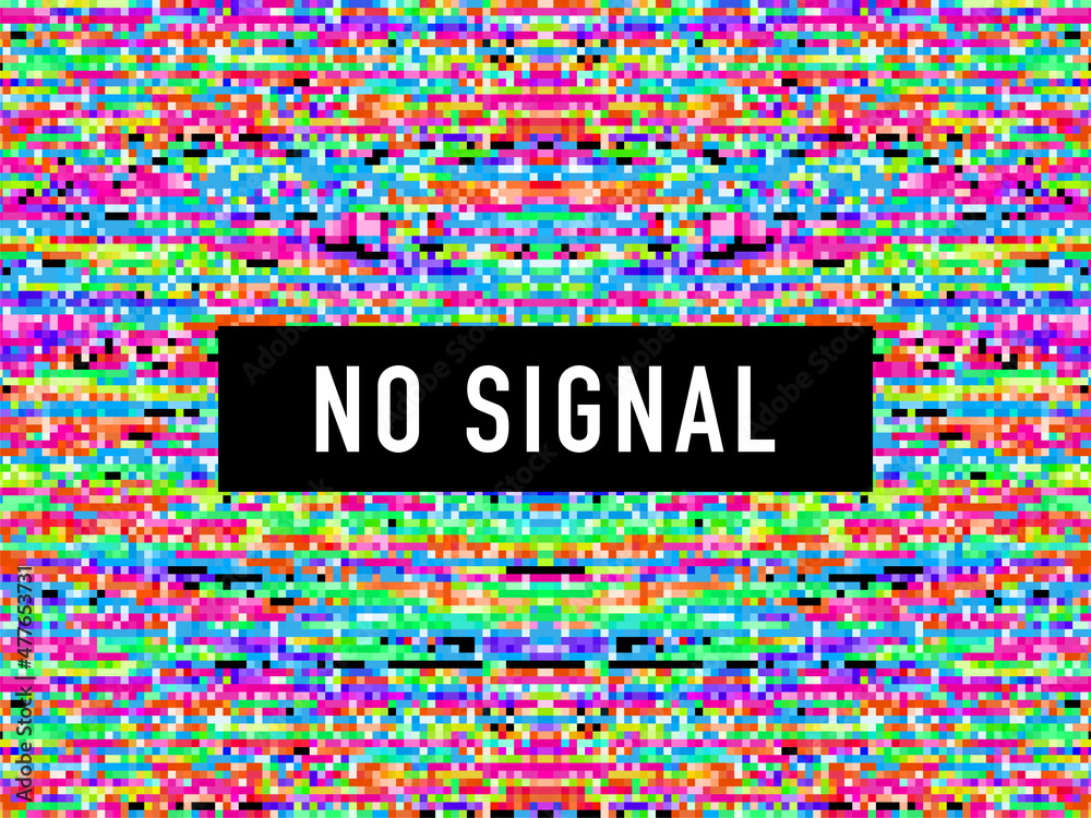 Null Sign Pixelated Pixel art no signal. Glitch camera effect. Vector image. Stock Vector ...