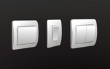 White switchs set isolated on black background. Wall switch. Vector illustration.