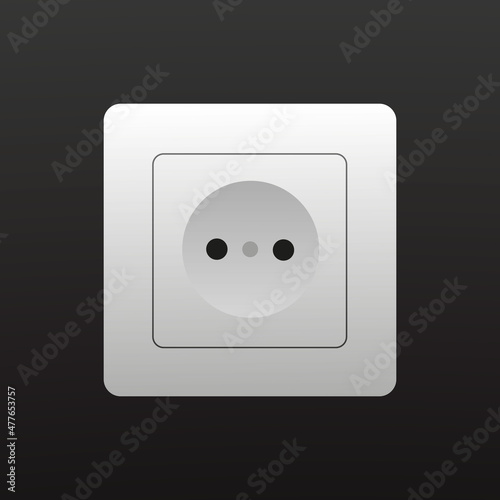 Black sockets isolated on white background. Electrical plug electric, power electricity sockets. Plastic connector for euro equipment and industrial devices. Vector illustration.
