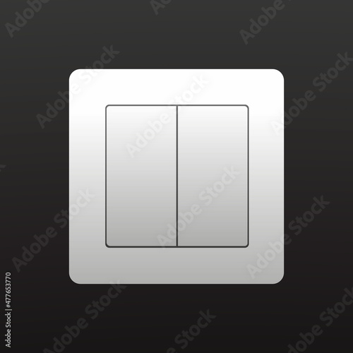 White switch isolated on black background. Wall switch. Vector illustration.