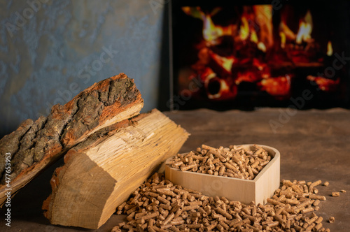 Heating a wood stove with pellets in the foreground - an economical concept of the heating system