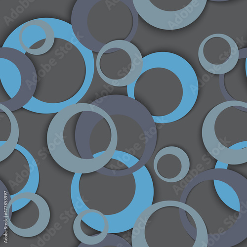 Circle rings geometric seamless pattern, round shapes