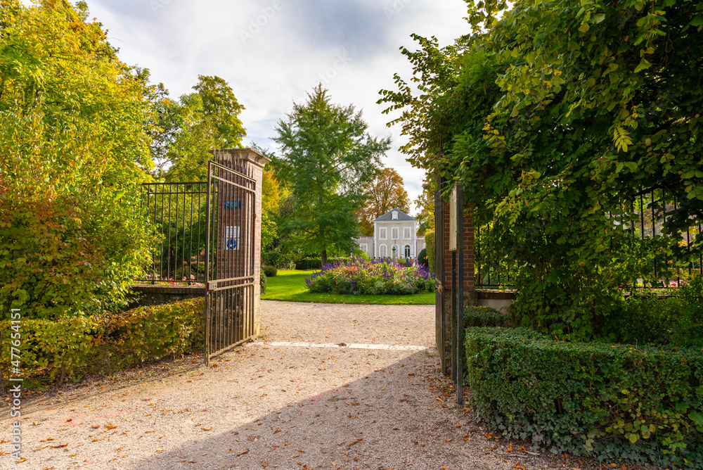 The entrance of a public museum in autumn, near Paris, France The entrance of a public museum in autumn, near Paris, France