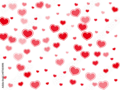 Beautiful red hearts falling vector illustration.