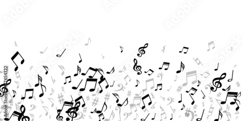 Musical notes flying vector illustration. Melody