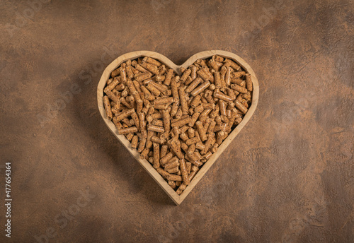 Wood pellets in love form