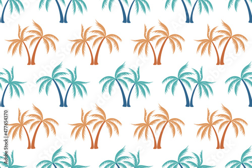 Coconut tropical palm tree summer seamless pattern