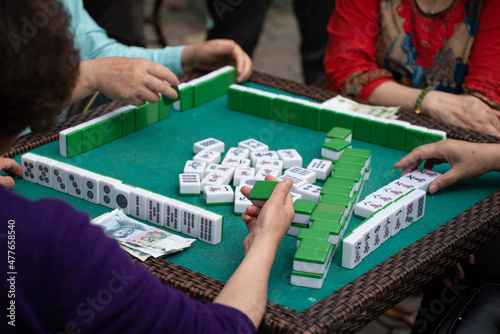 A game of mahjong being played in Bamboo Park, Chengdu, China