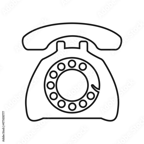 Old telephone thin icon vector illustration