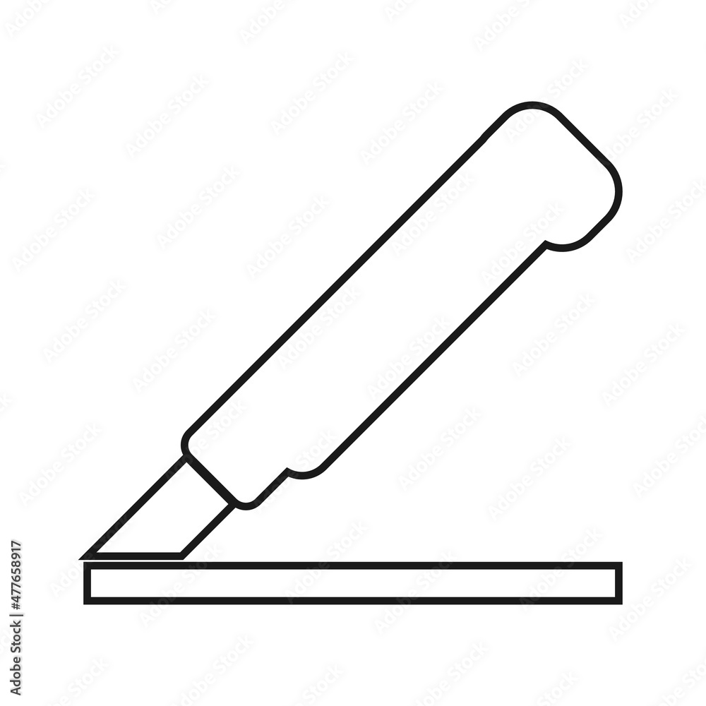 Use cutter for opening packaging, thin icon vector illustration on white background Use cutter for opening packaging, thin icon vector illustration on white background