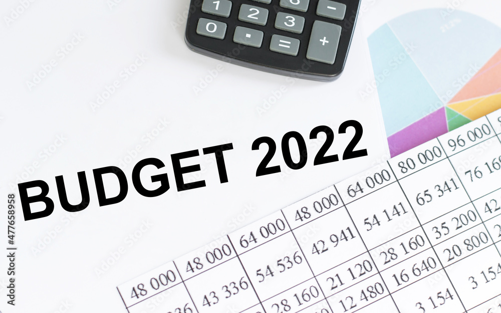 List with text sheet 2022 BUDGET of paper for notes. Business concept. List with text sheet 2022 BUDGET of paper for notes. Business concept.